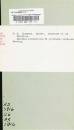 Accident compensation to government employees. Hearing before the Subcommittee of the Committee on the Judiciary, United States Senate, Sixty-fourth Congress, first session, on S. 2846, a bill to provide compensation for accidental injuries to employees o_cover