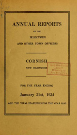 Annual report, Cornish, New Hampshire 1934_cover