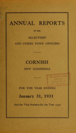 Annual report, Cornish, New Hampshire 1931_cover