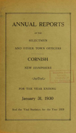 Annual report, Cornish, New Hampshire 1930_cover