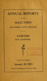 Annual report, Cornish, New Hampshire 1923_cover