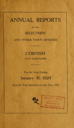 Annual report, Cornish, New Hampshire 1924_cover