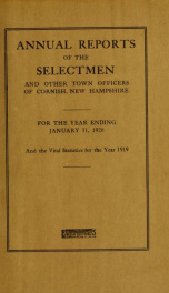 Annual report, Cornish, New Hampshire 1920_cover