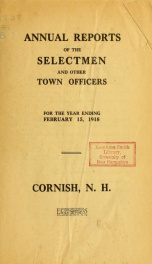 Annual report, Cornish, New Hampshire 1918_cover