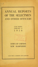 Annual report, Cornish, New Hampshire 1916_cover