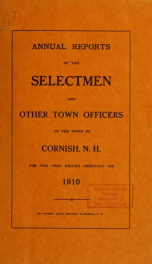 Annual report, Cornish, New Hampshire 1910_cover