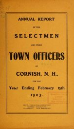 Annual report, Cornish, New Hampshire 1903_cover