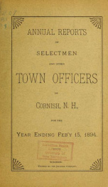Annual report, Cornish, New Hampshire 1894_cover