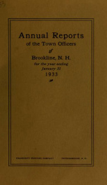 Annual report. Brookline, New Hampshire 1933_cover