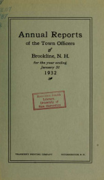 Annual report. Brookline, New Hampshire 1932_cover