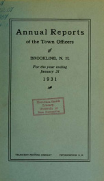 Annual report. Brookline, New Hampshire 1931_cover