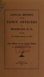 Annual report. Brookline, New Hampshire 1926_cover