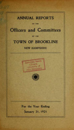 Annual report. Brookline, New Hampshire 1921_cover