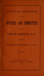 Annual report. Brookline, New Hampshire 1893_cover