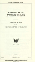 Summary of H.R. 3838 (Tax Reform Act of 1986) as passed by the Senate JCS-14-86_cover