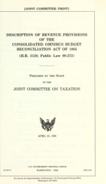 Description of revenue provisions of the Consolidated Omnibus Budget Reconciliation Act of 1985 (H.R. 3128, Public Law 99-272) JCS-9-86_cover