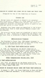 Extension of airport and airway excise taxes and trust fund. : prepared for use of the Committee on Finance JCX-11-87_cover