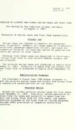 Extension of airport and airway excise taxes and trust fund. : for markup by the Committee on Ways and means on August 3, 1987 JCX-10-87_cover