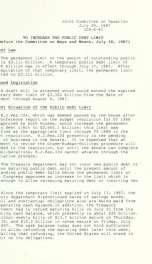 To increase the public debt limit : before the Committee on Ways and Means, July 28, 1987 JCX-8-87_cover