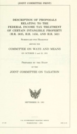 Description of proposals relating to the federal income tax treatment of certain intangible property (H.R. 3035, H.R. 1456, and H.R. 563) : scheduled for hearings before the Committee on Ways and Means on October 2 and 29, 1991 JCS-14-91_cover