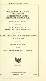 Description of H.R. 1761 relating to simplification of the corporate minimum tax : scheduled for a hearing before the Subcommitte on Select Revenue Measures of the House Committee on Ways and Means on June 8, 1989 JCS-14-89_cover