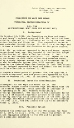 Committee on Ways and Means technical reconsideration of H.R. 534 (Recreational Boat User Fee Relief Act) JCX-24-91_cover