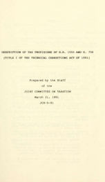Description of tax provisions of H.R. 1555 and S. 750 (title I of the Technical Corrections Act of 1991) JCX-5-91_cover