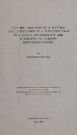 Dynamic response of a wetting liquid enclosed in a rotating tank in a zero-G environment and subjected to various disturbing forces_cover