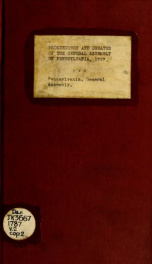 Proceedings and debates of the General Assembly of Pennsylvania 2_cover
