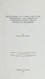 Development of a chick assay for determining availability of phosphorus from various phosphate materials_cover