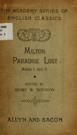 Paradise lost. Books I and II_cover