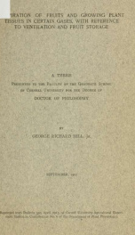 Respiration of fruits and growing plant tissues in certain gases, with reference to ventilation and fruit storage .._cover