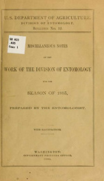 Miscellaneous notes on the work of the Division of Entomology for the season of 1885_cover