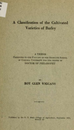 A classification of the cultivated varieties of barley .._cover