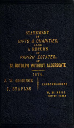 Parish of St. Botolph without Aldersgate; a statement of all charities connected with the parish ... ; a Return of parish estates ... March, 1865 .._cover