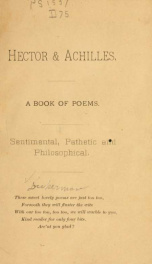 Hector and Achilles. Dialogues and other poems_cover