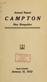 Annual report Town of Campton, N.H. 1932_cover