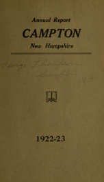 Annual report Town of Campton, N.H. 1923_cover