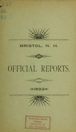 Annual reports for the Town of Bristol, New Hampshire 1892_cover