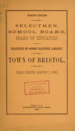 Annual reports for the Town of Bristol, New Hampshire 1890_cover