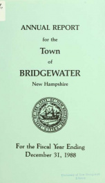 Annual reports, Town of Bridgewater, New Hampshire 1988_cover