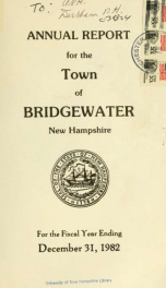 Annual reports, Town of Bridgewater, New Hampshire 1982_cover