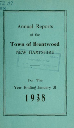 Annual reports of the Town of Brentwood, New Hampshire 1938_cover