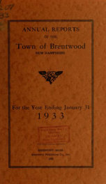 Annual reports of the Town of Brentwood, New Hampshire 1933_cover