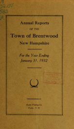 Annual reports of the Town of Brentwood, New Hampshire 1932_cover