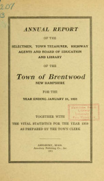 Annual reports of the Town of Brentwood, New Hampshire 1931_cover