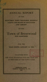 Annual reports of the Town of Brentwood, New Hampshire 1930_cover