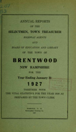 Annual reports of the Town of Brentwood, New Hampshire 1927_cover