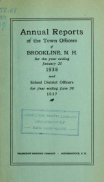 Annual report of the town of Brookline, New Hampshire 1938_cover