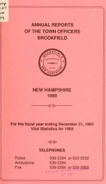 Annual reports of the Town of Brookfield, New Hampshire 1989_cover